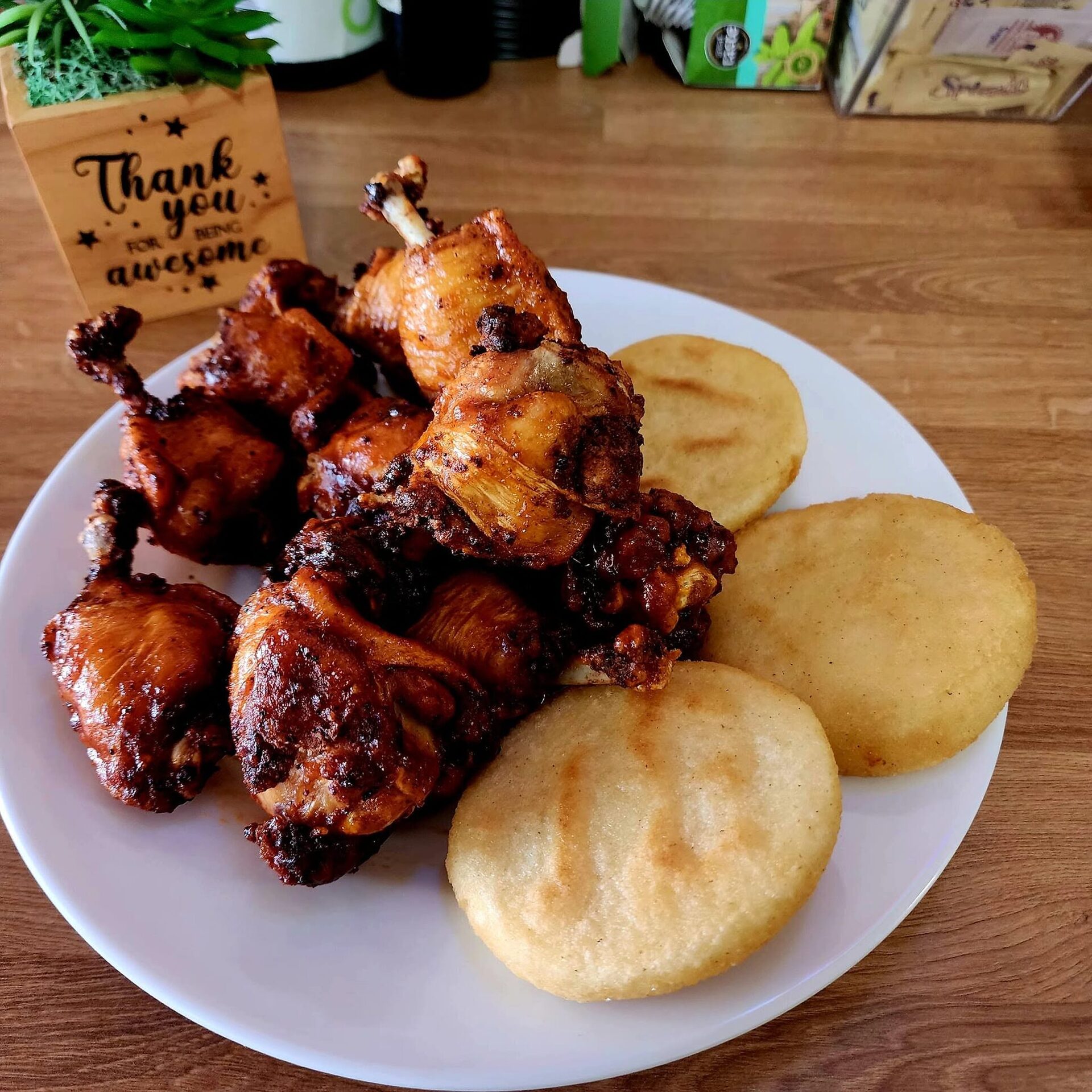 Chicken pops with arepitas
