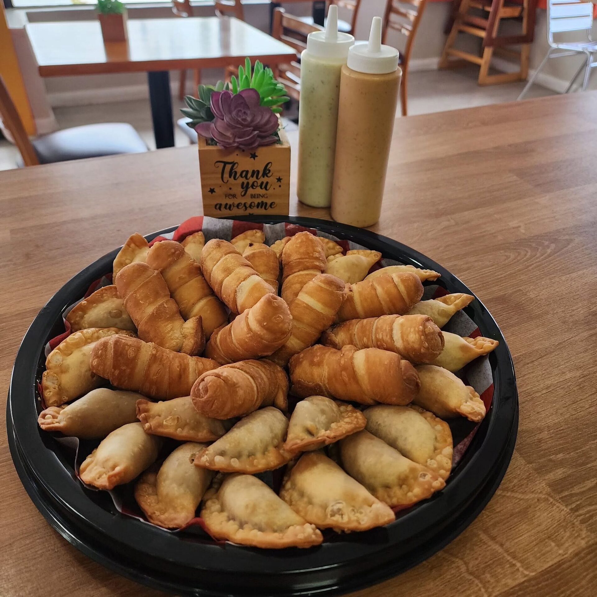Empanada and tequeño party platter